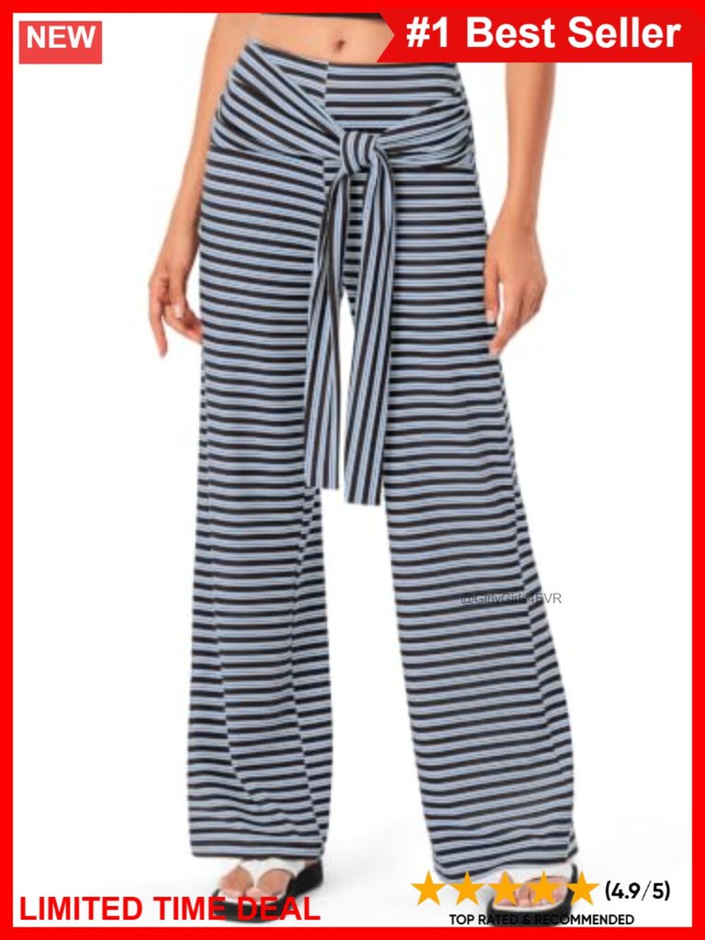 Striped Wide Leg Palazzo Pants High Rise Pull On Lounge Vacation